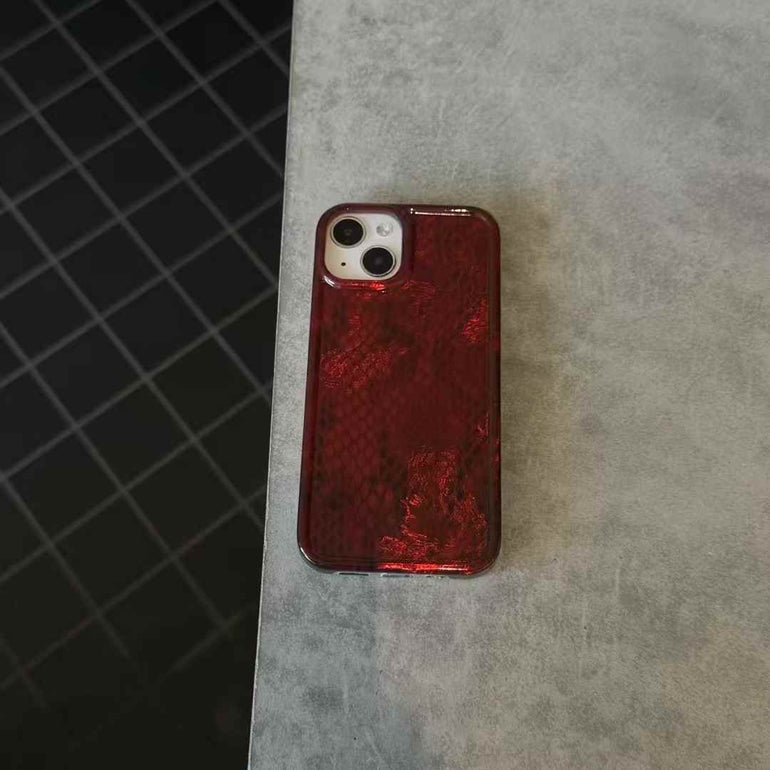 Snake Skin Pattern Silicon Case For iPhone ( Wine Red )