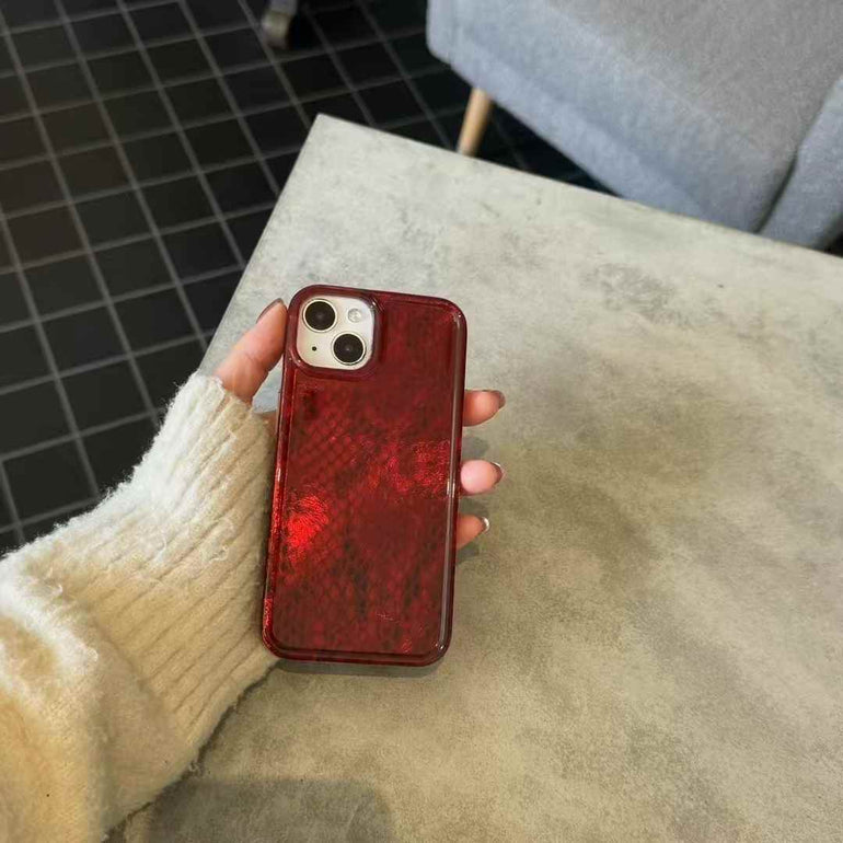Snake Skin Pattern Silicon Case For iPhone ( Wine Red )