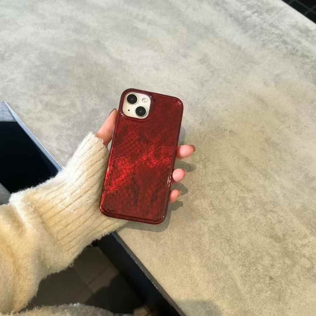 Snake Skin Pattern Silicon Case For iPhone ( Wine Red )
