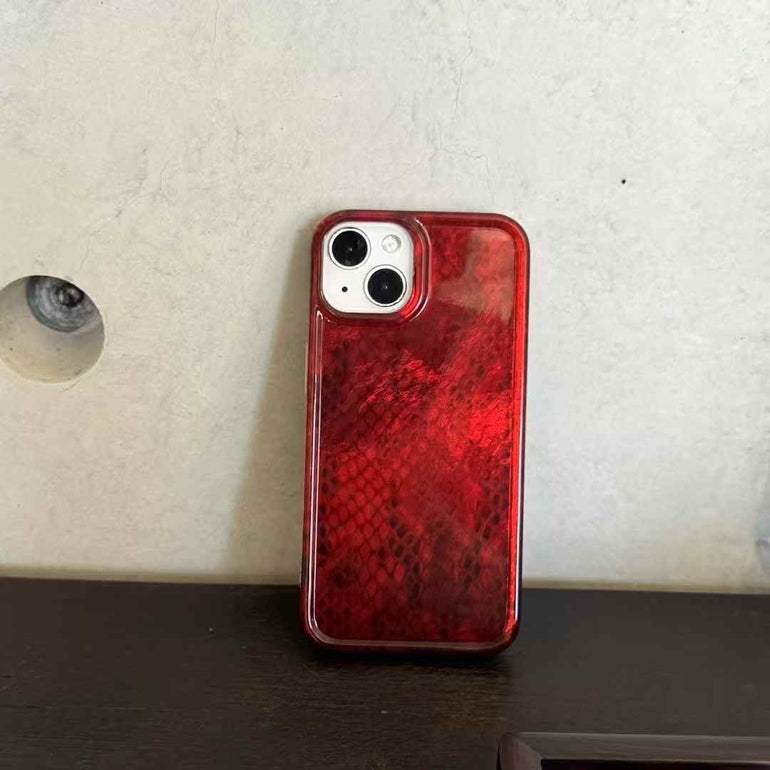 Snake Skin Pattern Silicon Case For iPhone ( Wine Red )