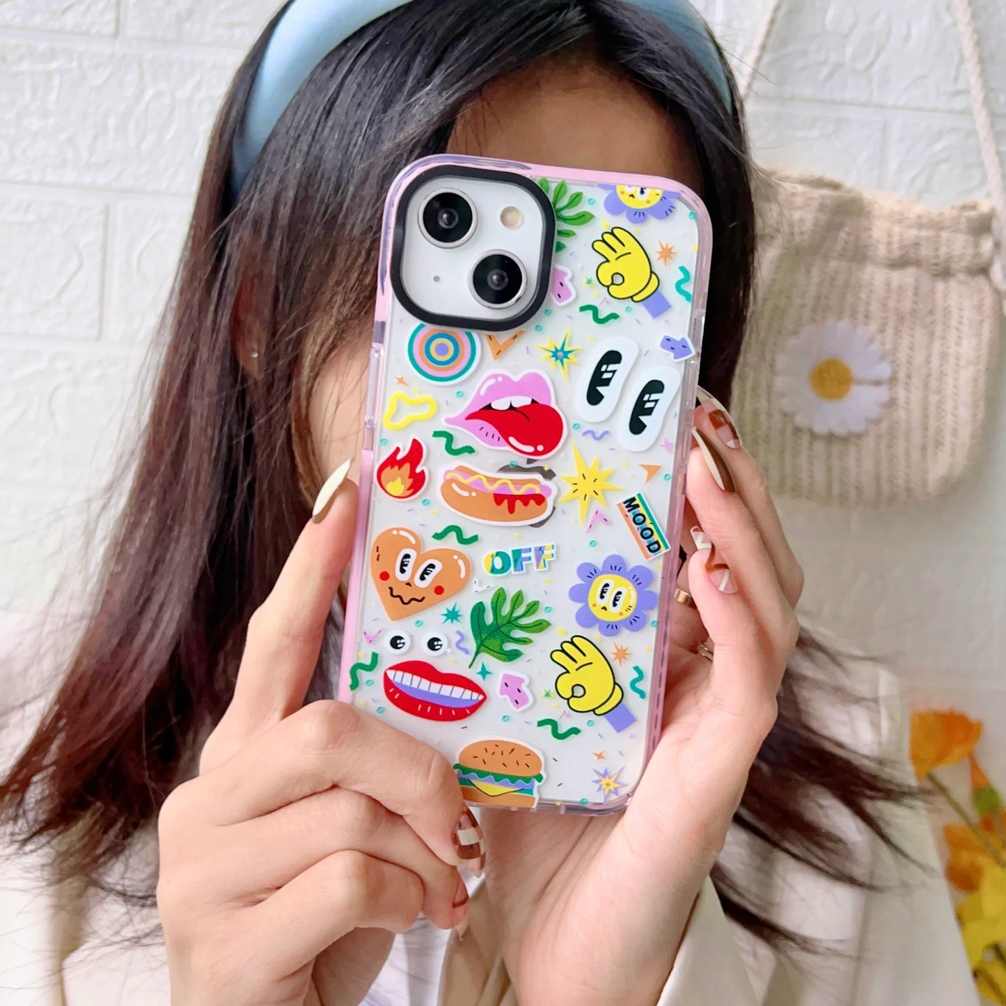 Impact Proof Silicon Case For iPhone ( Cute Sticker Design )