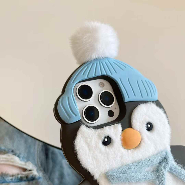 Penguin With Scarf Plush Silicon iPhone Case