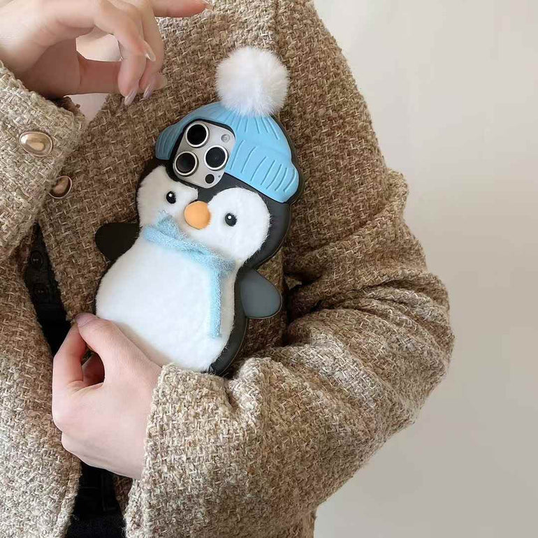 Penguin With Scarf Plush Silicon iPhone Case