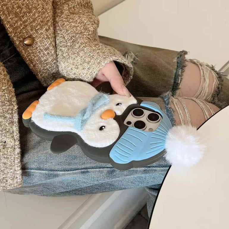Penguin With Scarf Plush Silicon iPhone Case
