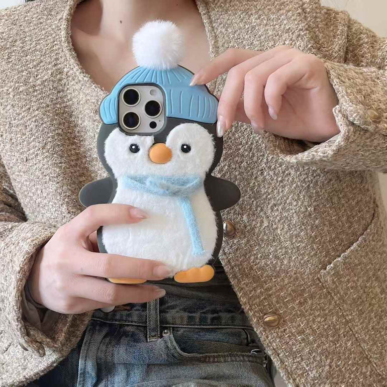 Penguin With Scarf Plush Silicon iPhone Case