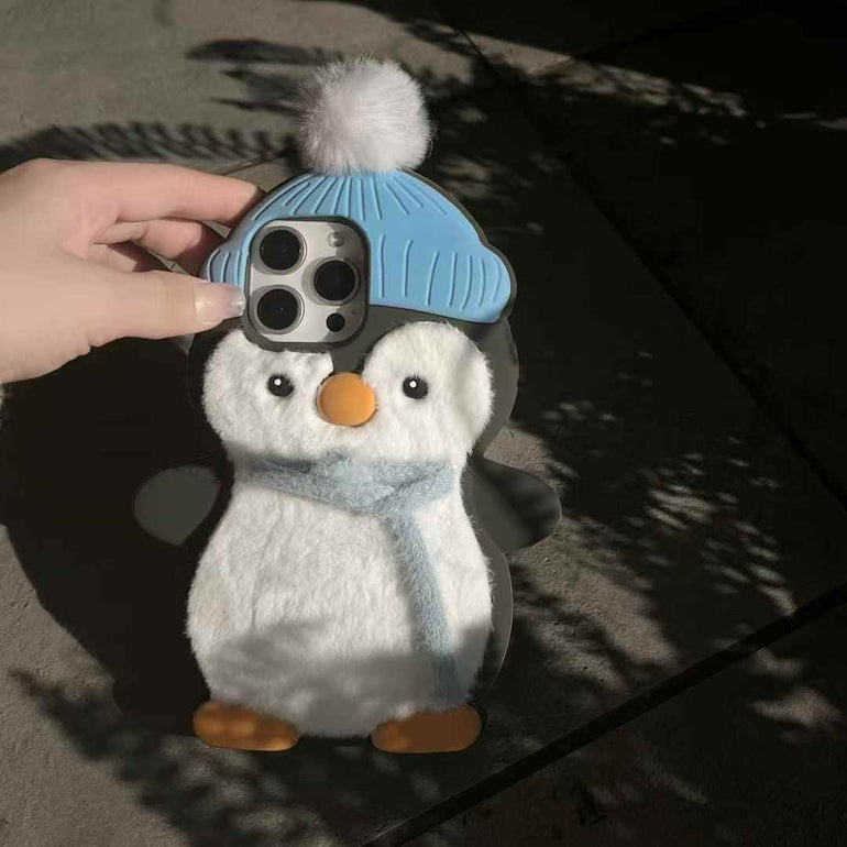Penguin With Scarf Plush Silicon iPhone Case