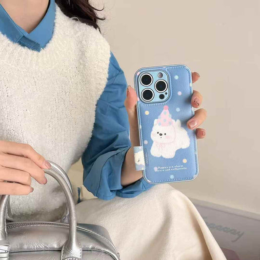 Puppies Are Always Sincere ! Leather Case For iPhone