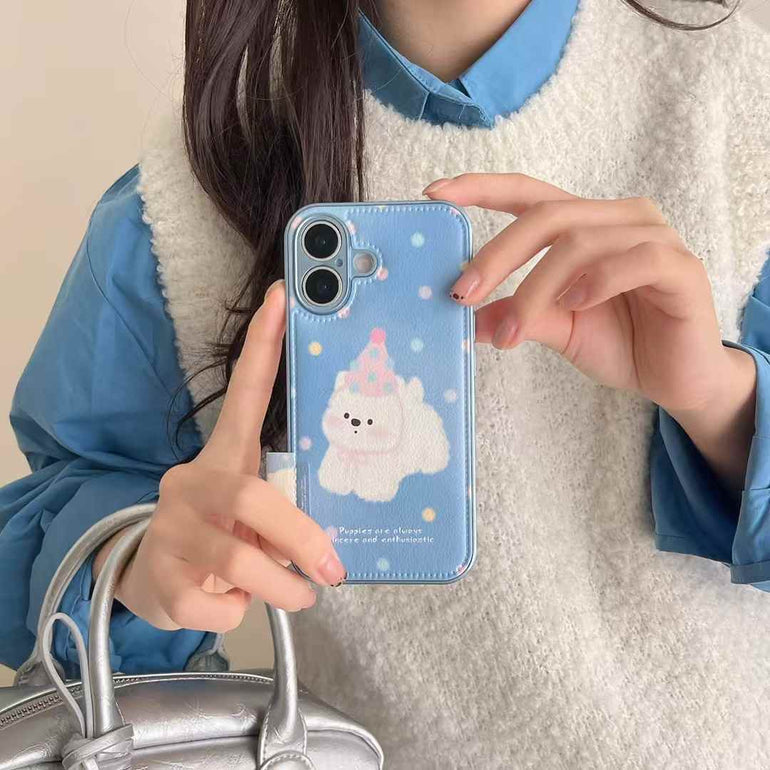 Puppies Are Always Sincere ! Leather Case For iPhone