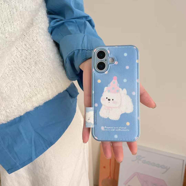 Puppies Are Always Sincere ! Leather Case For iPhone