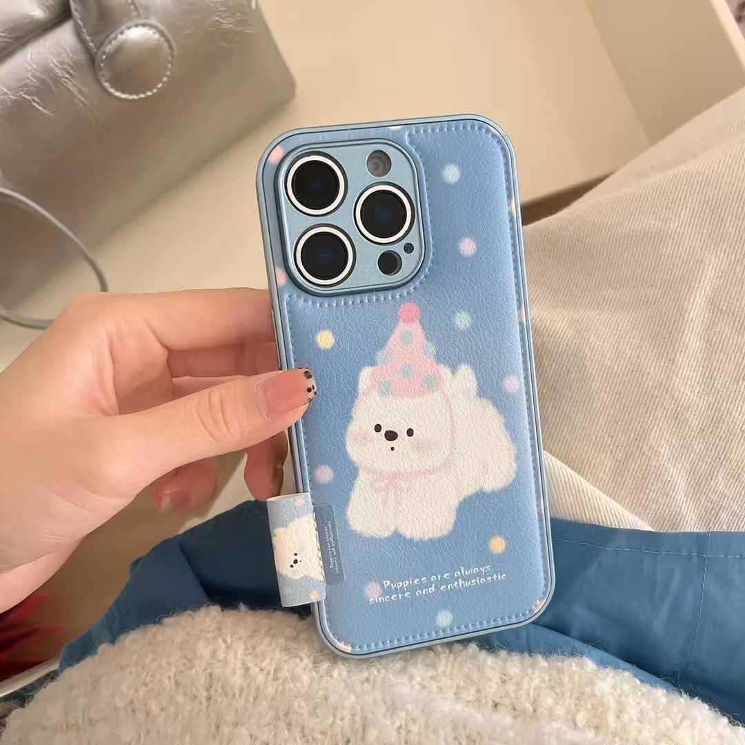 Puppies Are Always Sincere ! Leather Case For iPhone