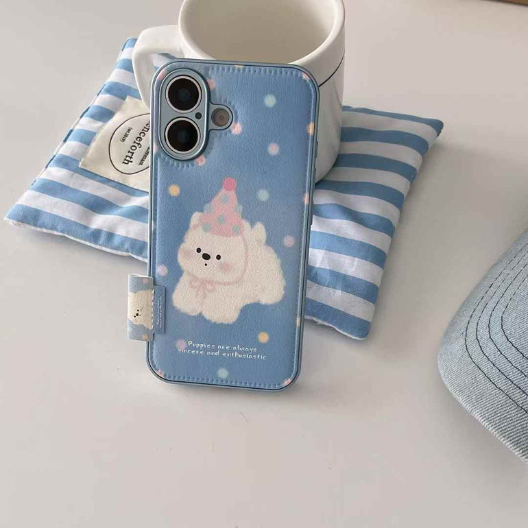 Puppies Are Always Sincere ! Leather Case For iPhone