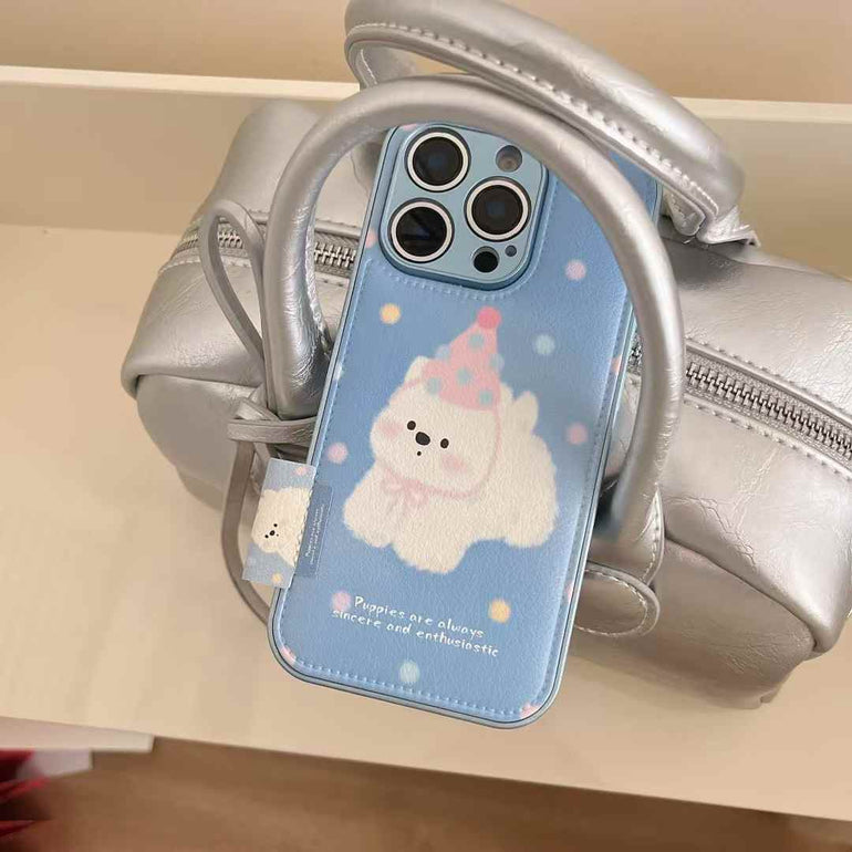 Puppies Are Always Sincere ! Leather Case For iPhone