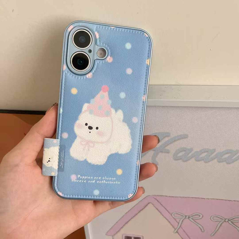 Puppies Are Always Sincere ! Leather Case For iPhone