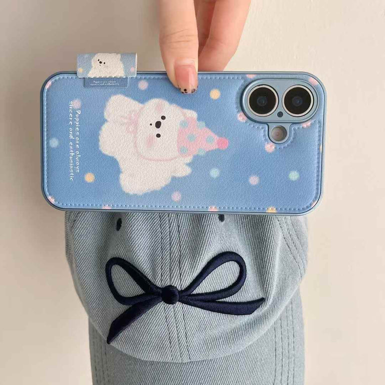 Puppies Are Always Sincere ! Leather Case For iPhone