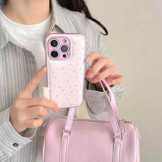 Floral Bow Leather Case For iPhone