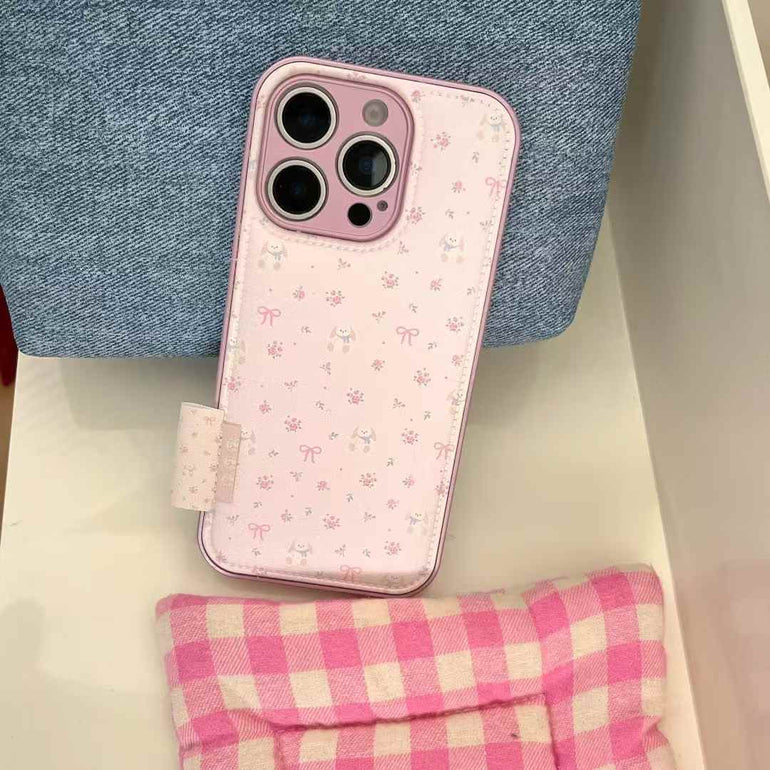 Floral Bow Leather Case For iPhone
