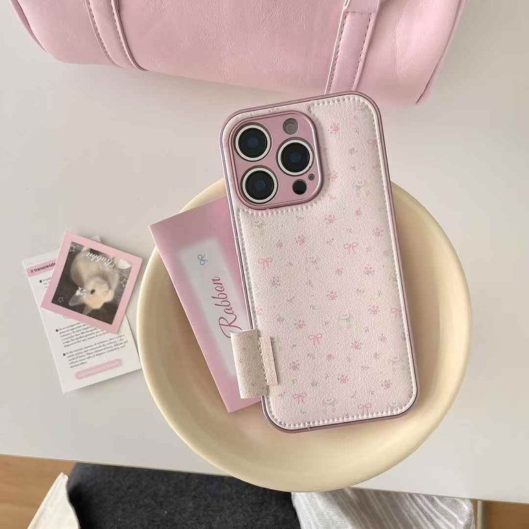 Floral Bow Leather Case For iPhone