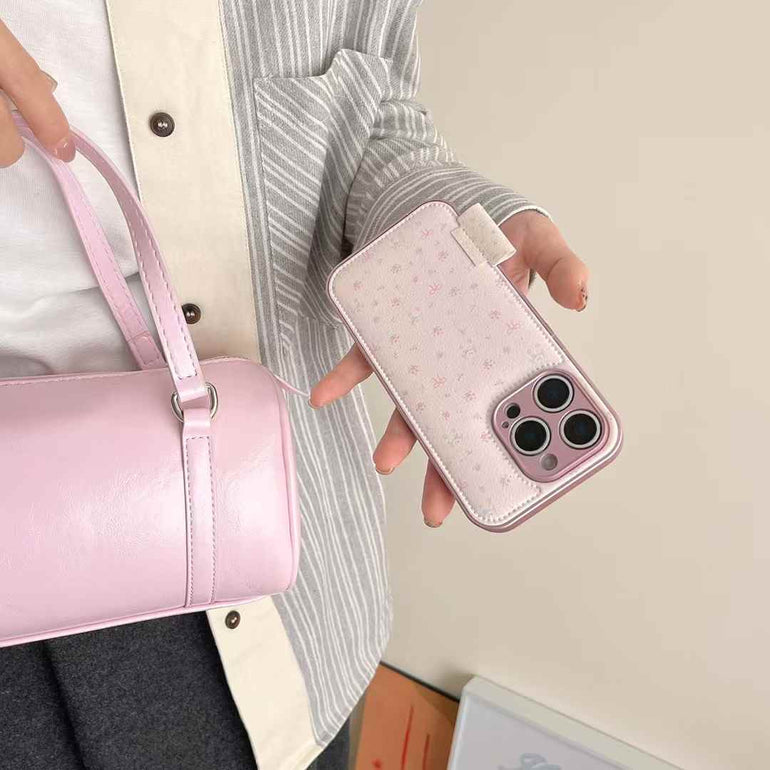 Floral Bow Leather Case For iPhone