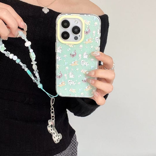 Dogs Pattern Silicon iPhone Case With Charm