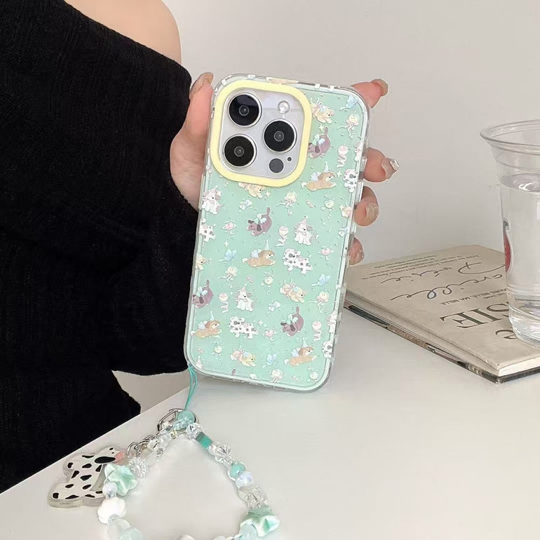 Dogs Pattern Silicon iPhone Case With Charm