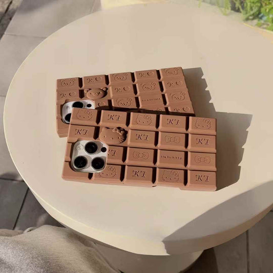 Kitty And Bear Chocolate Silicon Case For iPhone
