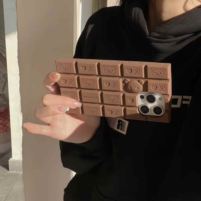 Kitty And Bear Chocolate Silicon Case For iPhone