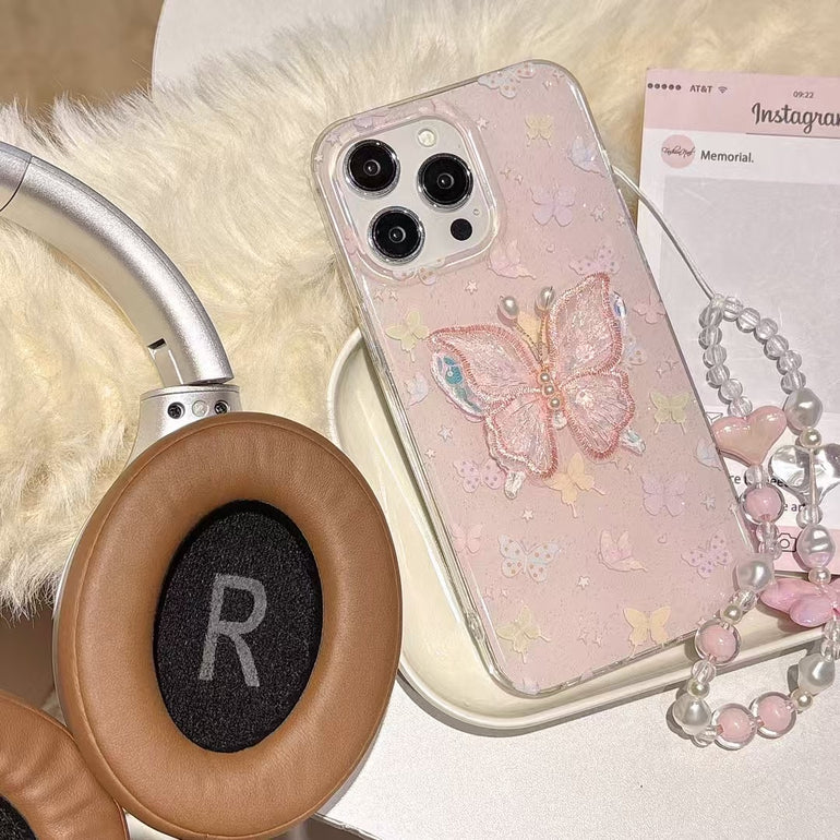 Butterfly Silicon Case For iPhone With Butterfly Charm