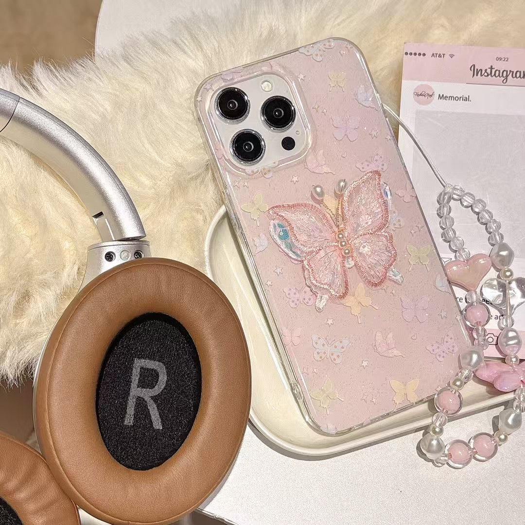 Butterfly Silicon Case For iPhone With Butterfly Charm