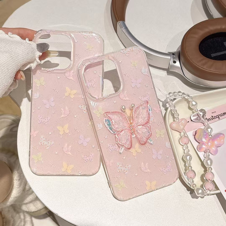 Butterfly Silicon Case For iPhone With Butterfly Charm