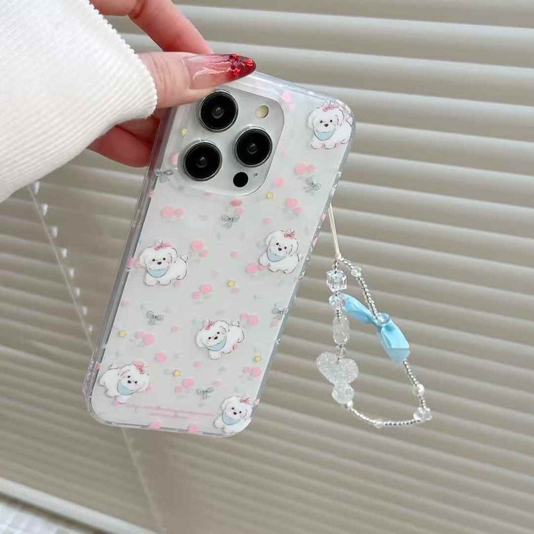 Baby Puppy Silicon Case For iPhone With Bow Charm
