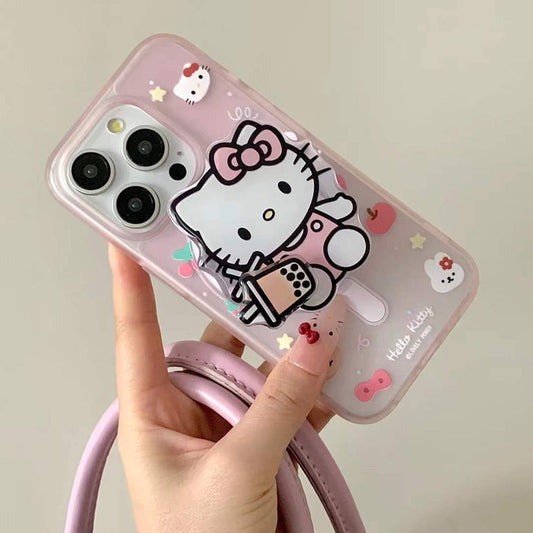 Kitty Cartoon Ripple Case For iPhone With Magsafe Holder