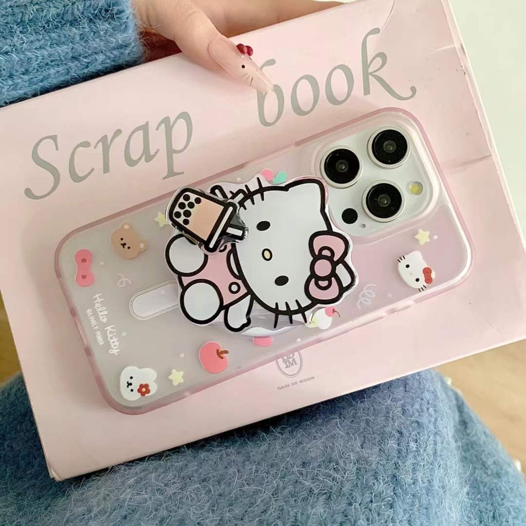 Kitty Cartoon Ripple Case For iPhone With Magsafe Holder