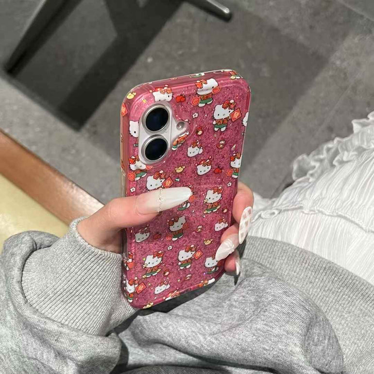 Kitty Strawberry Case For iPhone With Kitty Holder