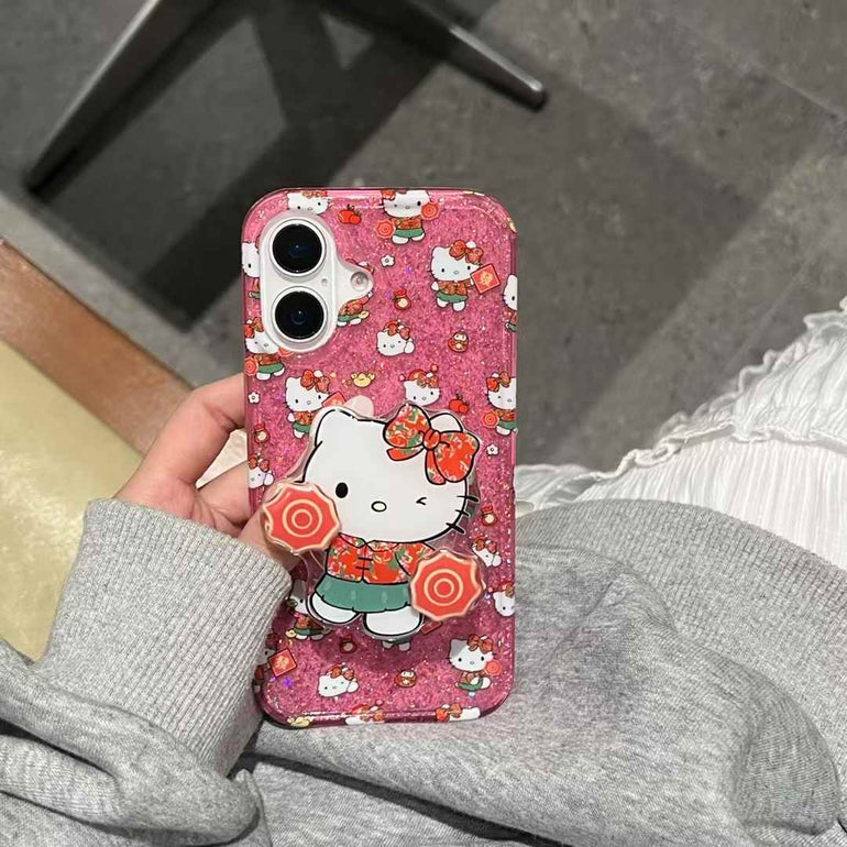 Kitty Strawberry Case For iPhone With Kitty Holder