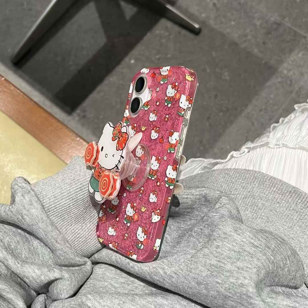 Kitty Strawberry Case For iPhone With Kitty Holder