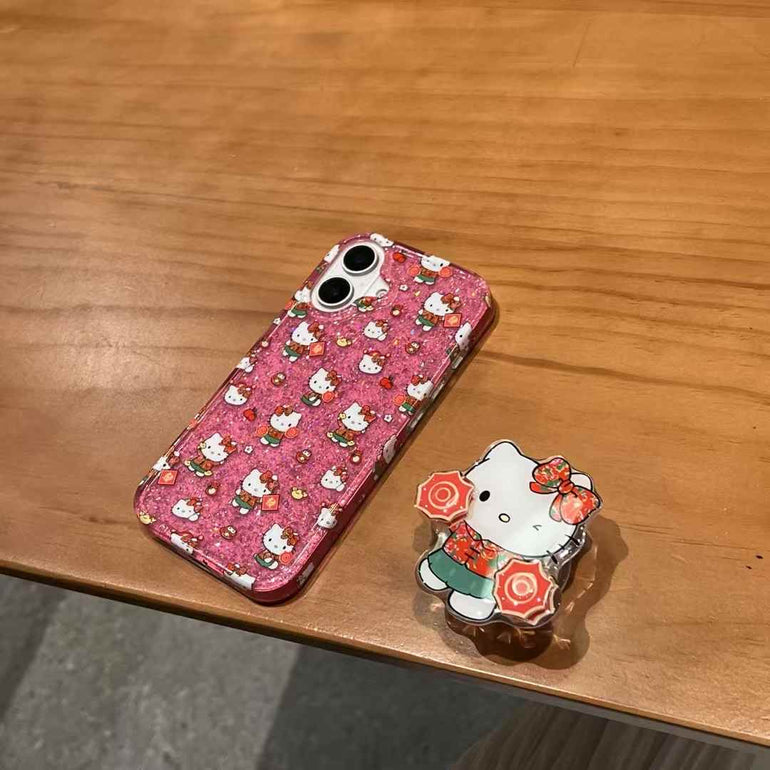 Kitty Strawberry Case For iPhone With Kitty Holder