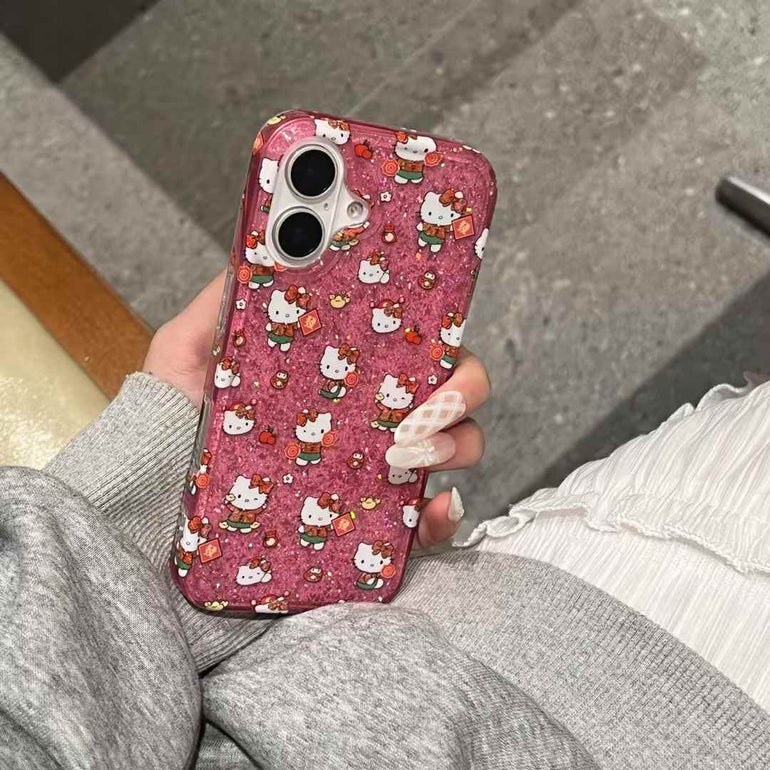 Kitty Strawberry Case For iPhone With Kitty Holder