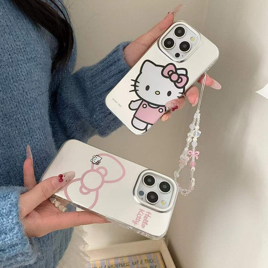 Cute Kitty ! Silicon Case For iPhone With Charm