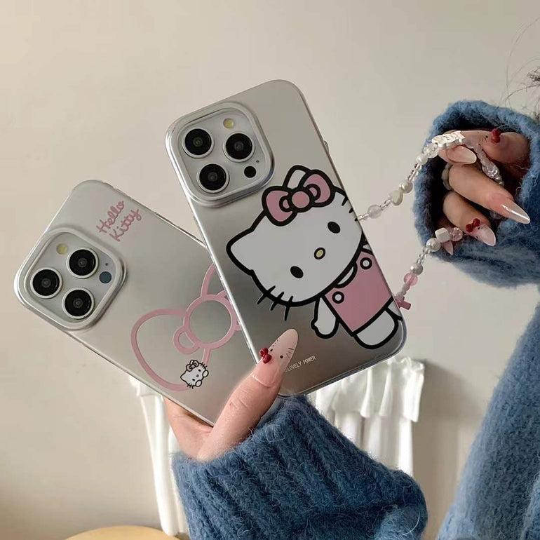 Cute Kitty ! Silicon Case For iPhone With Charm