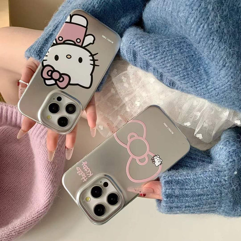 Cute Kitty ! Silicon Case For iPhone With Charm