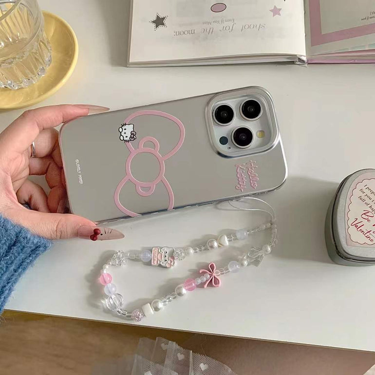 Cute Kitty ! Silicon Case For iPhone With Charm