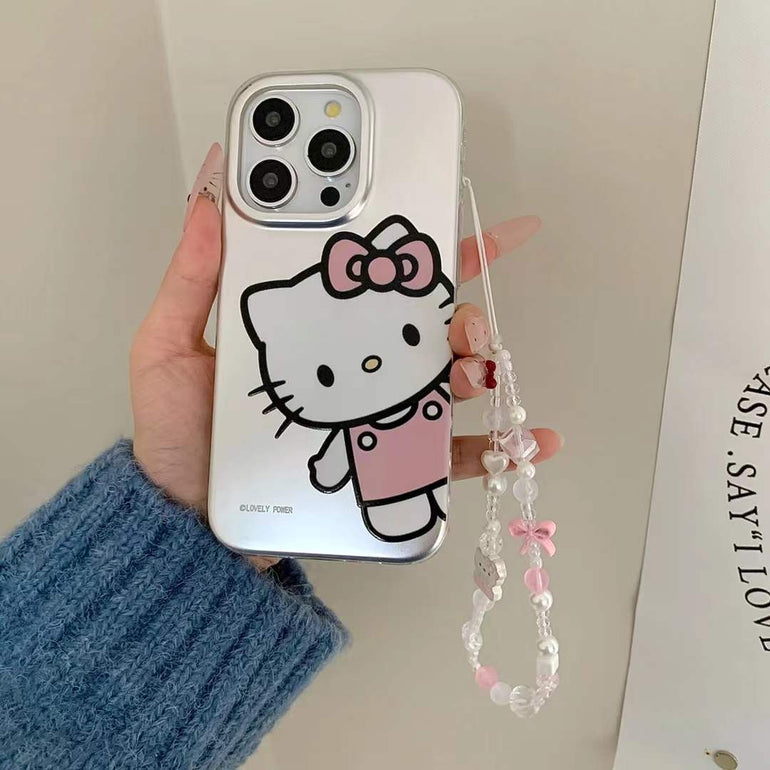 Cute Kitty ! Silicon Case For iPhone With Charm