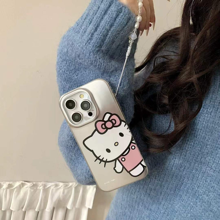 Cute Kitty ! Silicon Case For iPhone With Charm