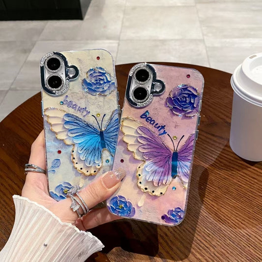 3D Butterfly Beauty iPhone Cases With Embossed Floral Detailing and Rhinestone Accents