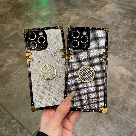 Luxury Bling Square iPhone Case With Ring Holder