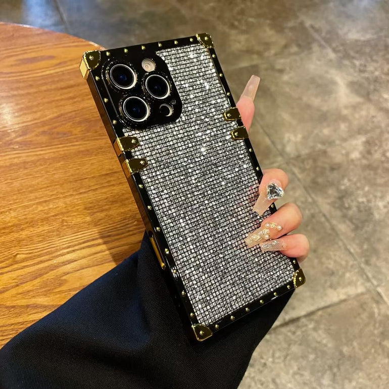 Luxury Bling Square iPhone Case With Ring Holder