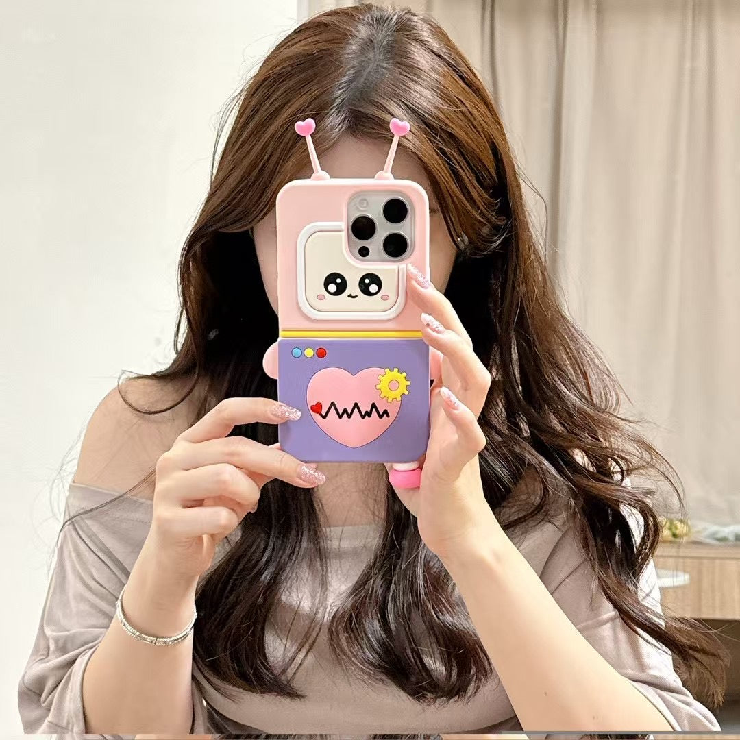 Robot Design 3D Silicone iPhone Case With Antenna Ears