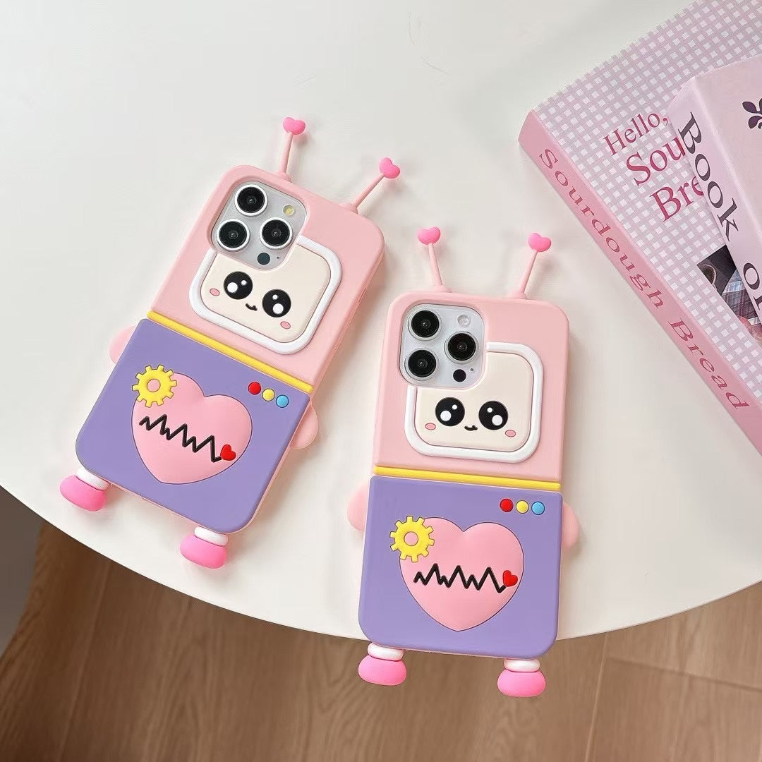 Robot Design 3D Silicone iPhone Case With Antenna Ears
