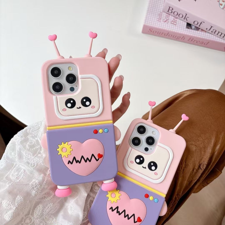 Robot Design 3D Silicone iPhone Case With Antenna Ears