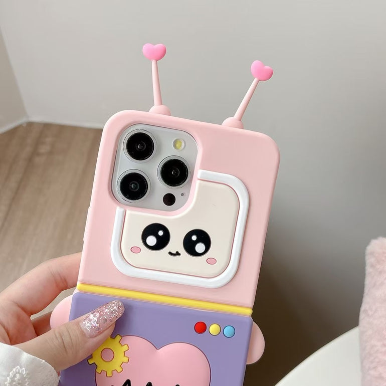 Robot Design 3D Silicone iPhone Case With Antenna Ears